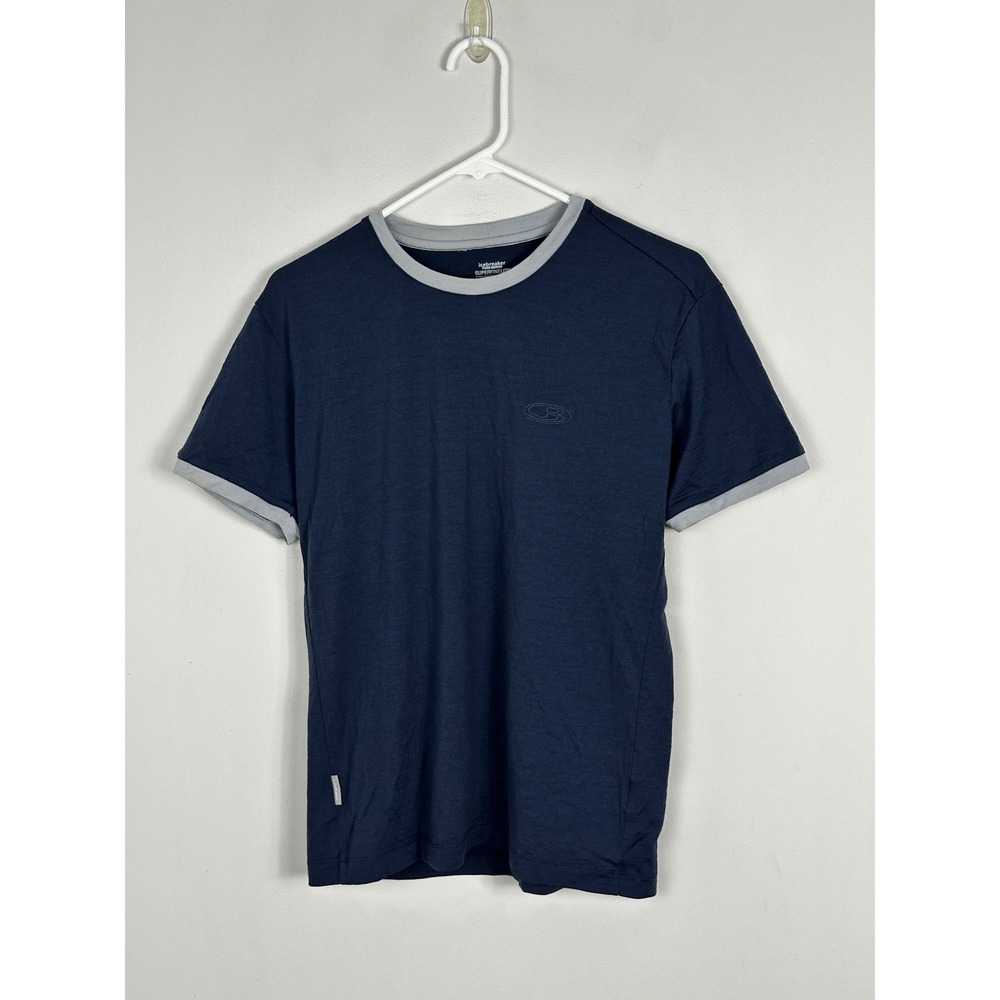 Icebreaker Blue Merino Wool Super Fine Lite Short Sleeve Tee Mens Size Small Top